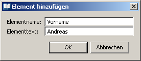 Element anlegen Dialogfenster