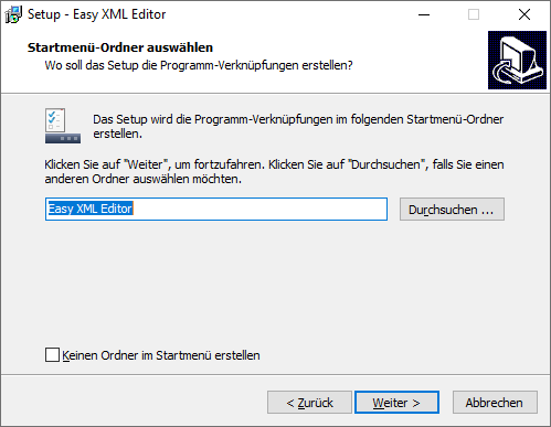 Auswahl der Einträge im Startmenü