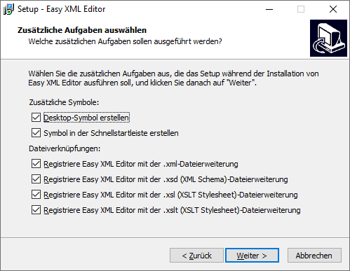 Auswahl: Icons für Desktop und Schnellstartleiste