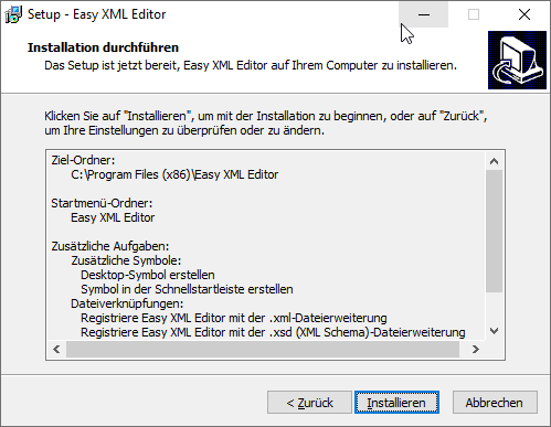 Zusammenfassung der Installationsoptionen
