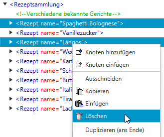 Kontextmenü: Löschen