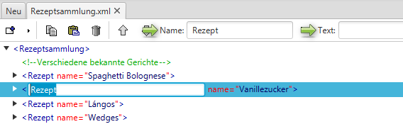 Name und Text von Knoten ändern