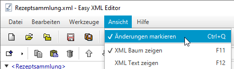 Menü: Änderungen markieren