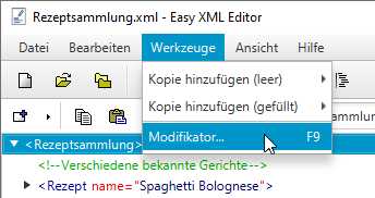 Werkzeuge->Modifikator