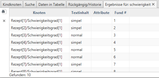 Beispiel für Suchergebnisse