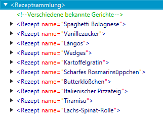 Beispielknoten markiert