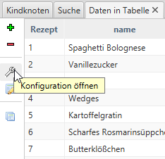 Auswahlliste Tabellendefinitionen