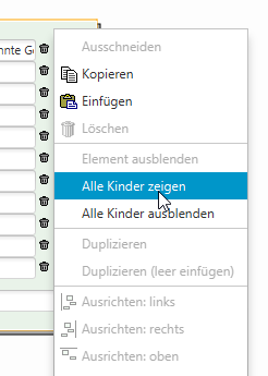 Kontextmenü für Knoten